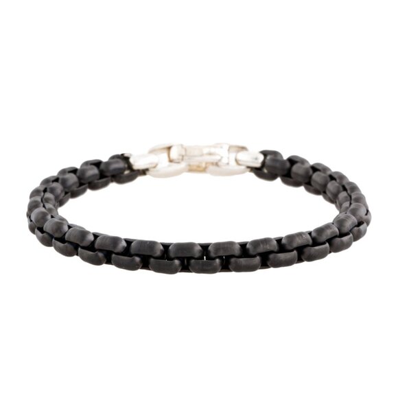 DAVID YURMAN STERLING SILVER & STAINLESS STEEL BOX CHAIN BRACELET - Picture 3 of 9